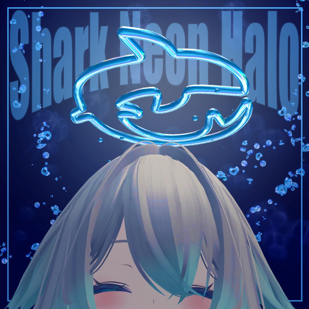 【くるくる回って水が降る】Shark neon halo【VRC】