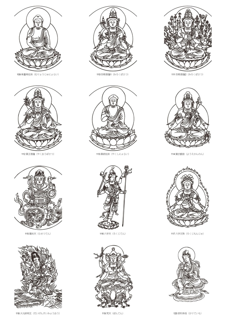 諸尊図像鈔(写)アウトラインデータ for Cutting&Print