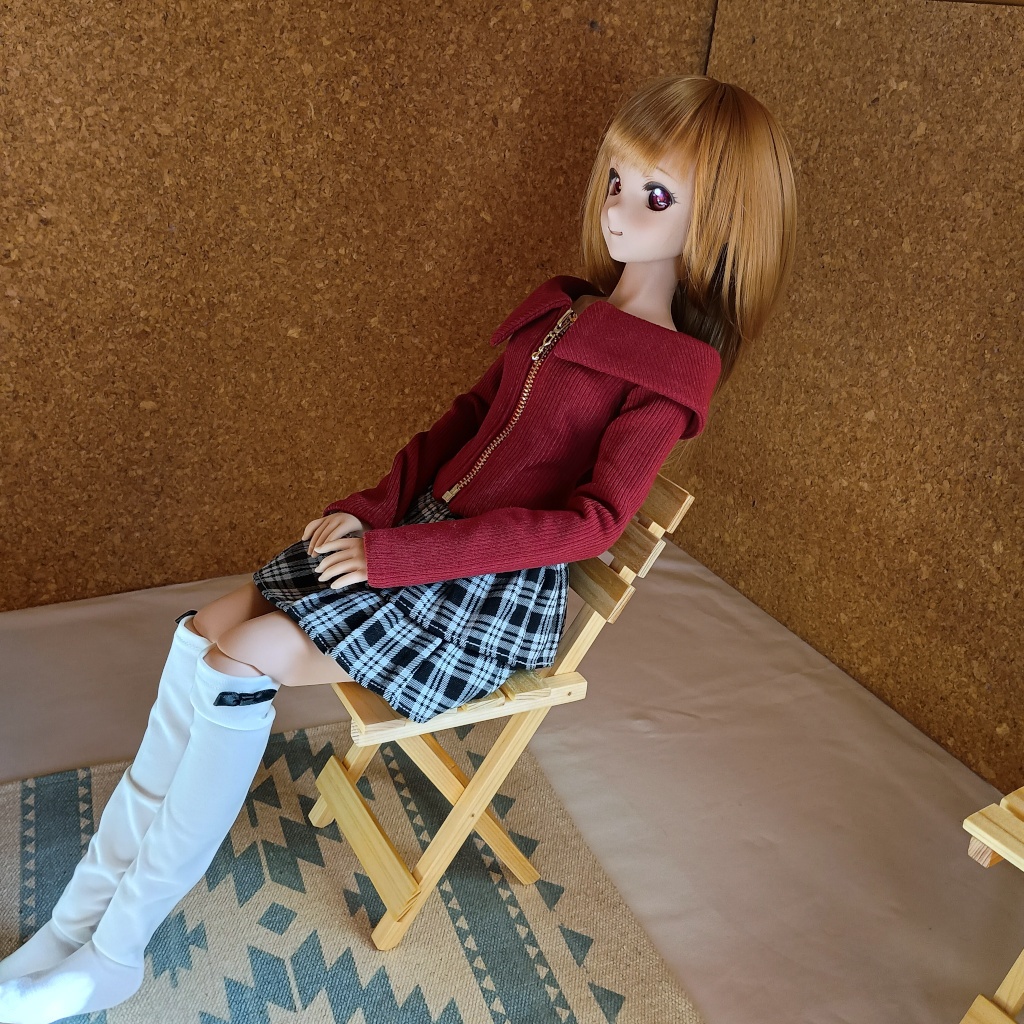 (1/3ドール用)一人用折りたたみベンチ