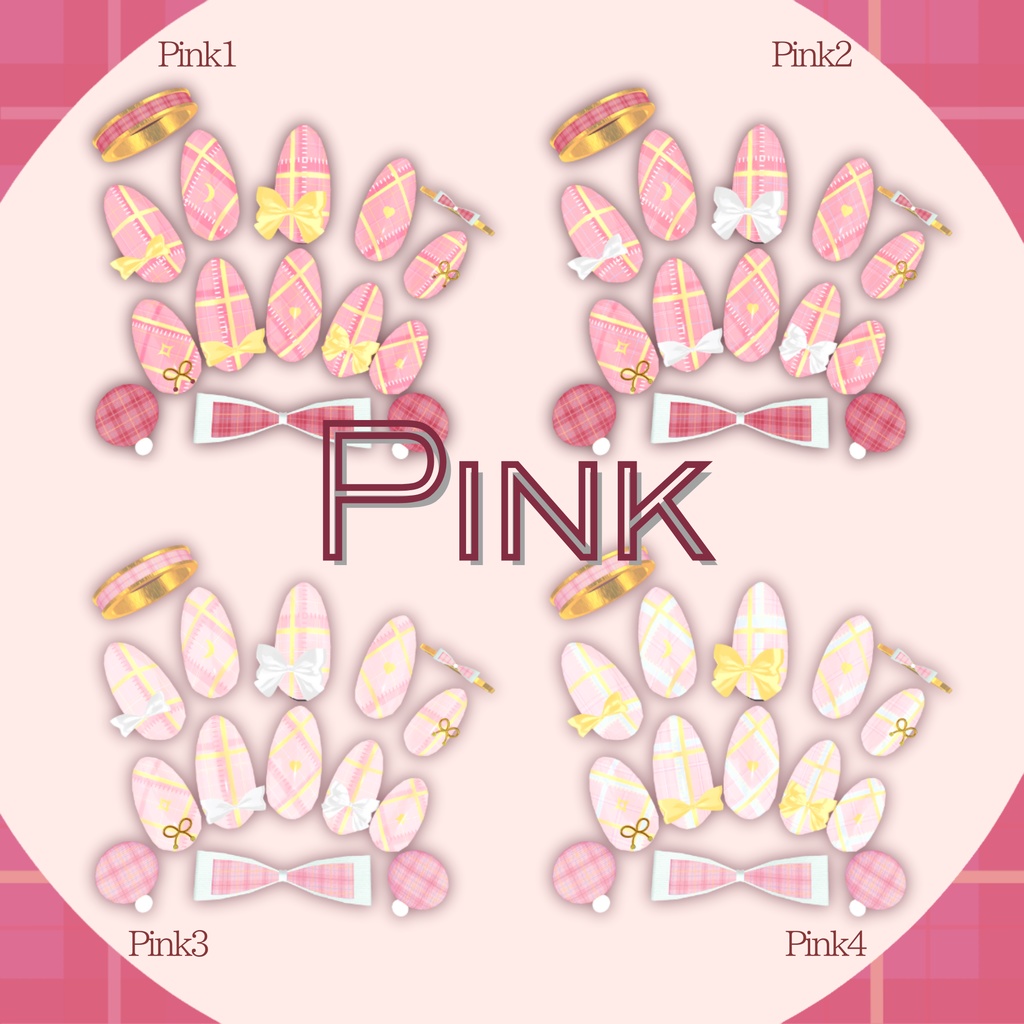 【置くだけ装着!】チェック&ステッチネイル *Nail : 23Color Acc : 10Color