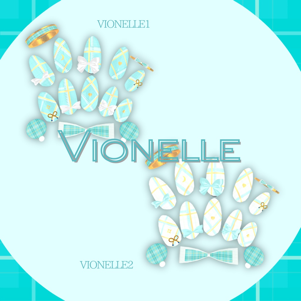 【置くだけ装着!】チェック&ステッチネイル *Nail : 23Color Acc : 10Color