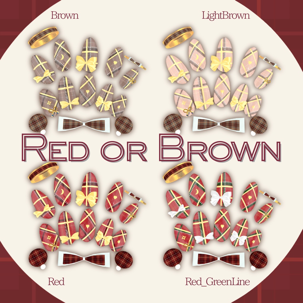 【置くだけ装着!】チェック&ステッチネイル *Nail : 23Color Acc : 10Color