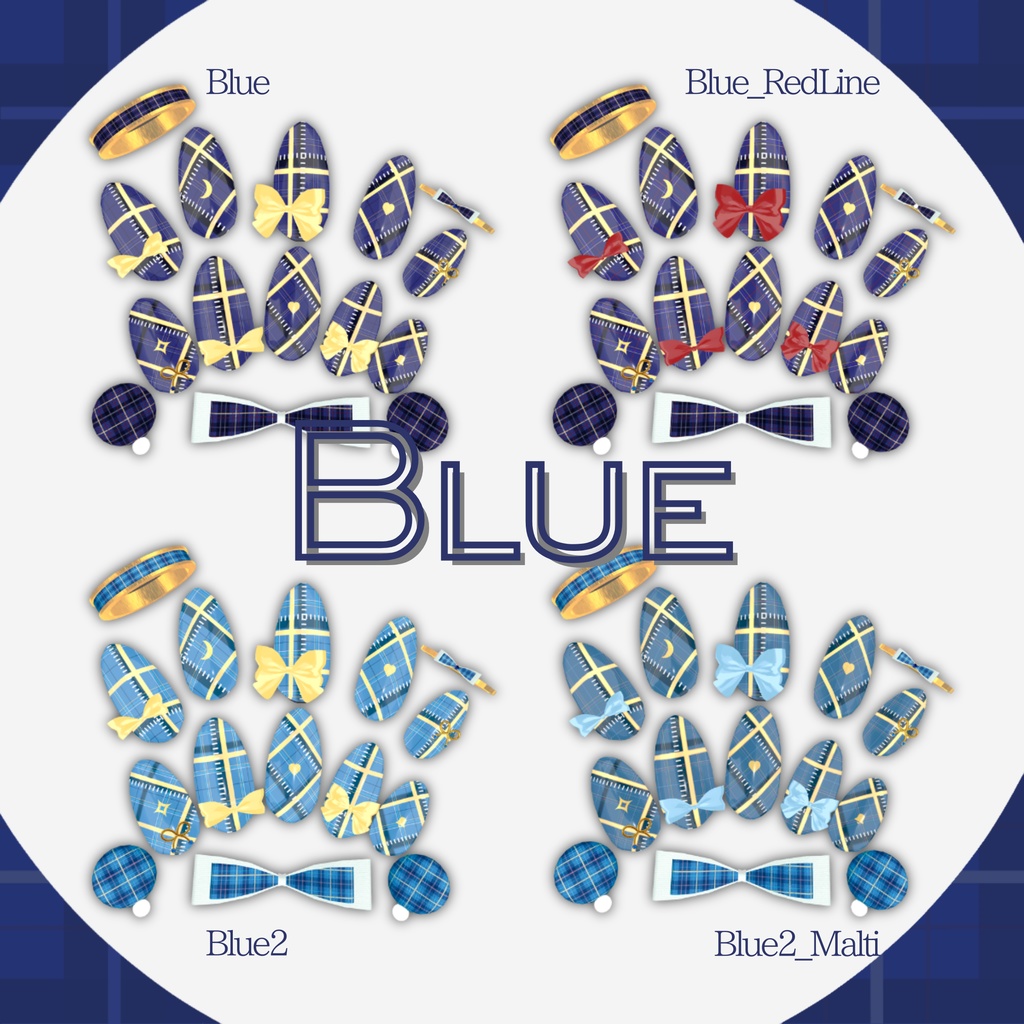 【置くだけ装着!】チェック&ステッチネイル *Nail : 23Color Acc : 10Color