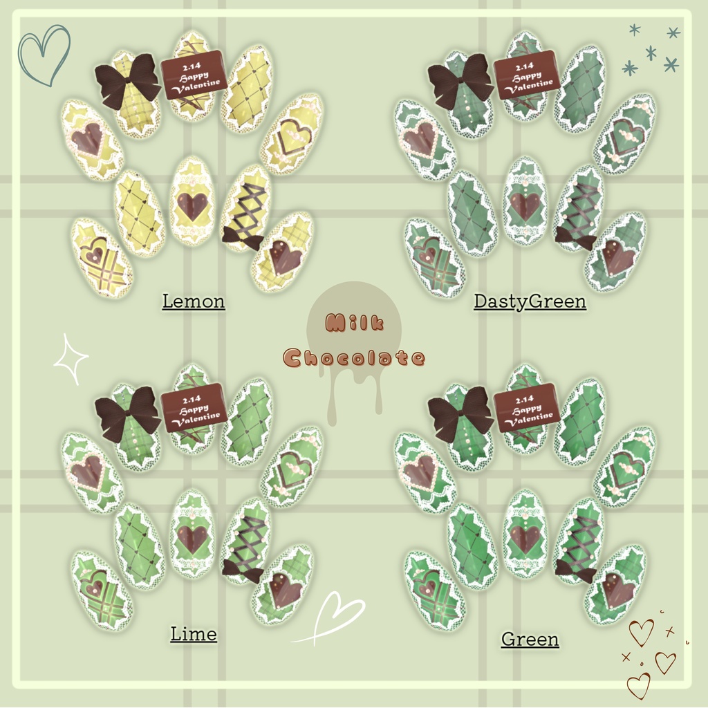 【置くだけ装着!】チョコメッセージ書ける!バレンタインチョコネイル *Nail:22Color × Choco : 2Color