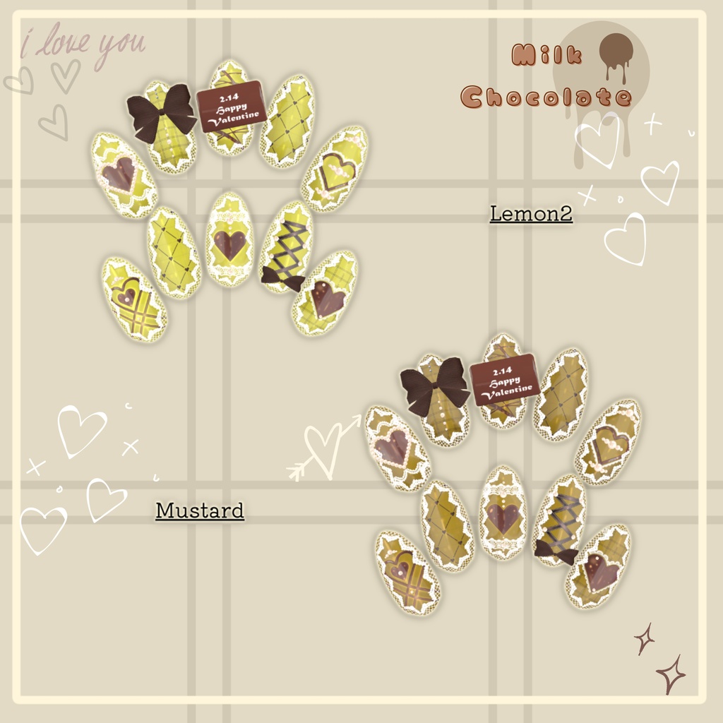 【置くだけ装着!】チョコメッセージ書ける!バレンタインチョコネイル *Nail:22Color × Choco : 2Color