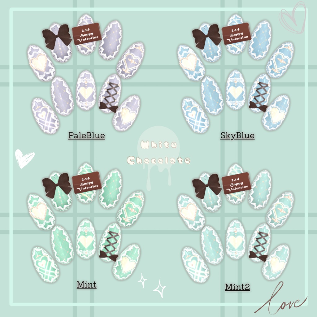 【置くだけ装着!】チョコメッセージ書ける!バレンタインチョコネイル *Nail:22Color × Choco : 2Color