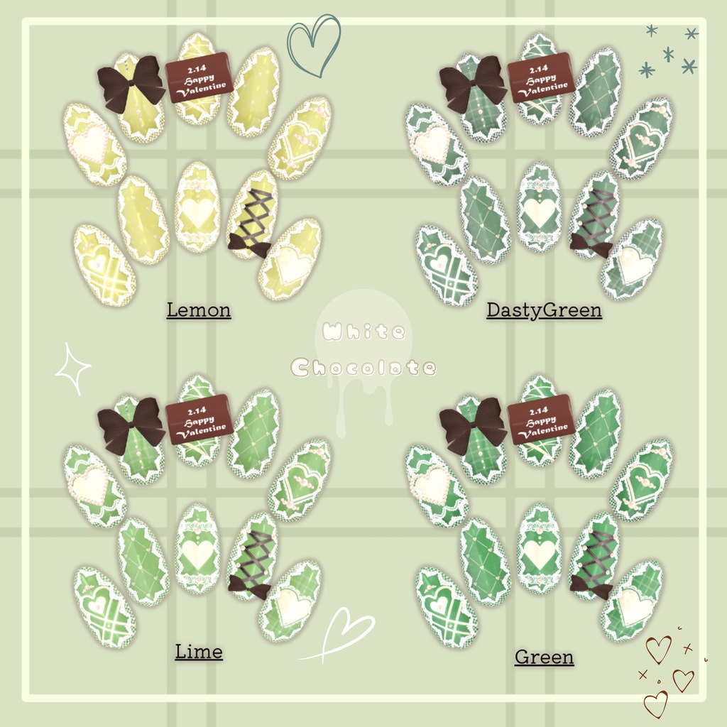 【置くだけ装着!】チョコメッセージ書ける!バレンタインチョコネイル *Nail:22Color × Choco : 2Color