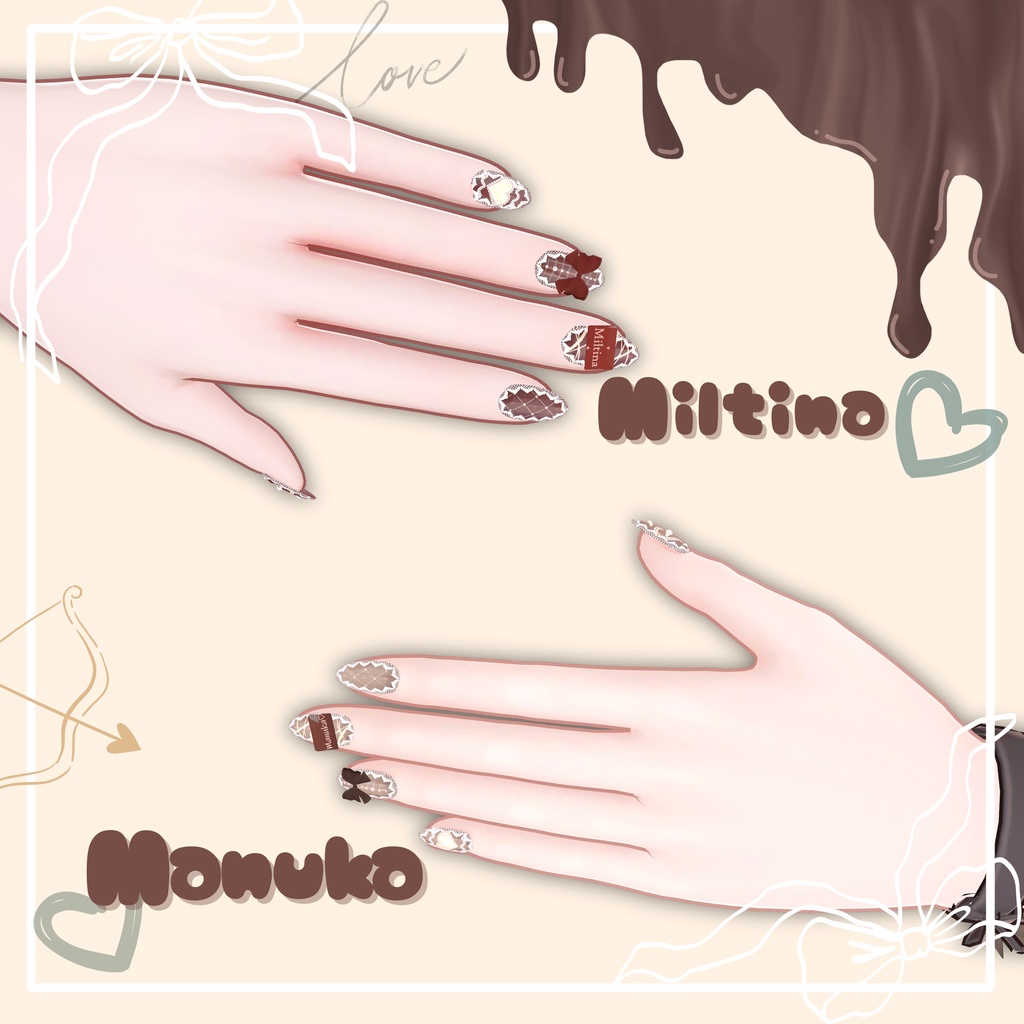 【置くだけ装着!】チョコメッセージ書ける!バレンタインチョコネイル *Nail:22Color × Choco : 2Color