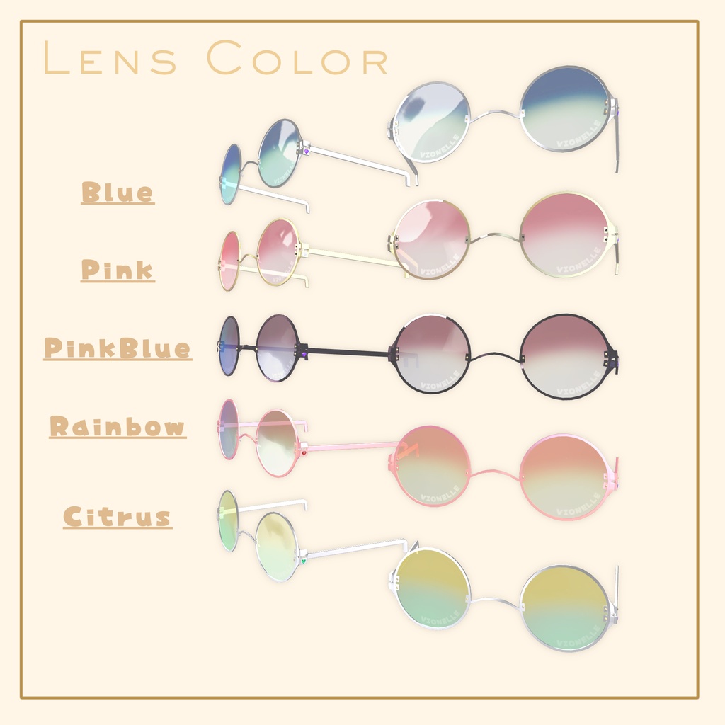 【置くだけ装着!】Prism Glasses * Lens:24 Color × Frame : 5Color