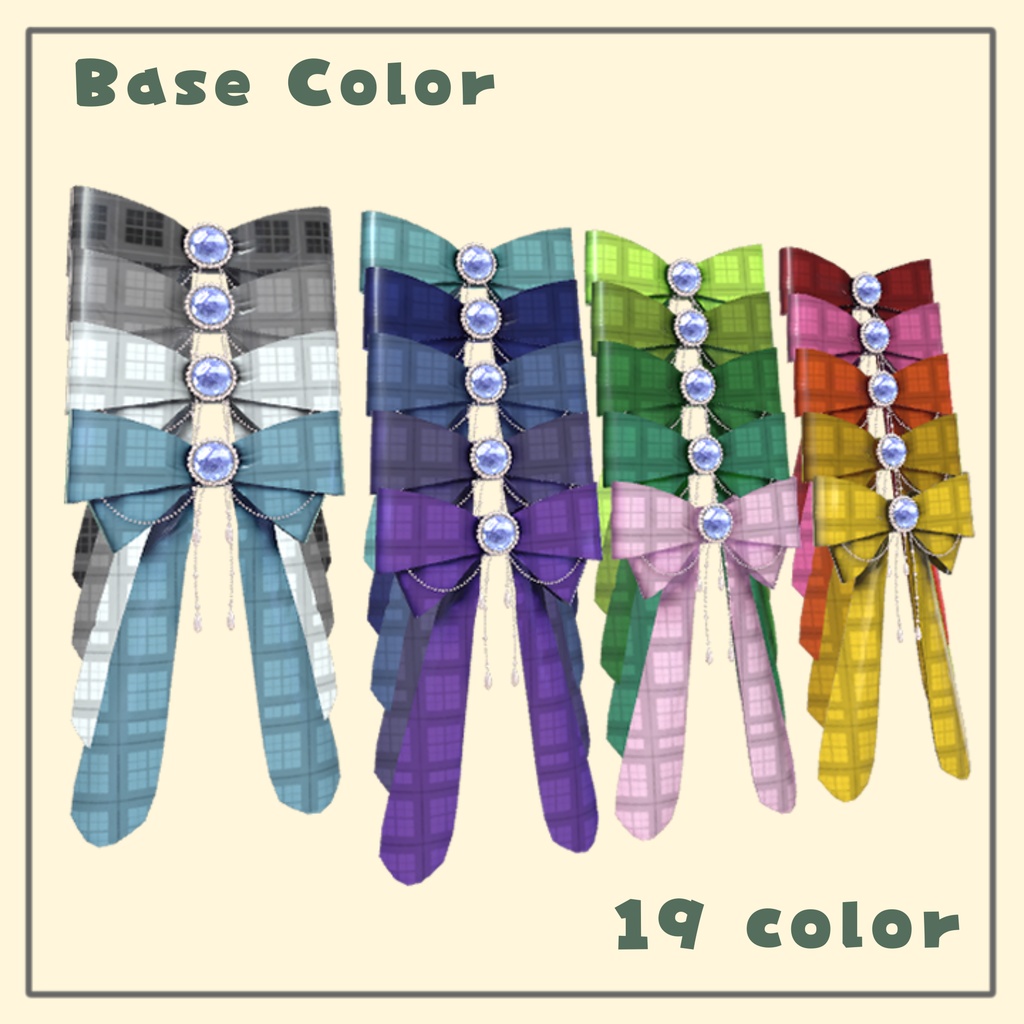 【置くだけ装着!】~公開セール中~Gem Ribbon * Base color : 19 × Jewel : 12 Color
