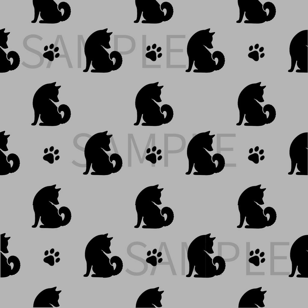 デジタルペーパー|自分のしっぽを見つめる柴犬|6枚セット|シームレスペーパー