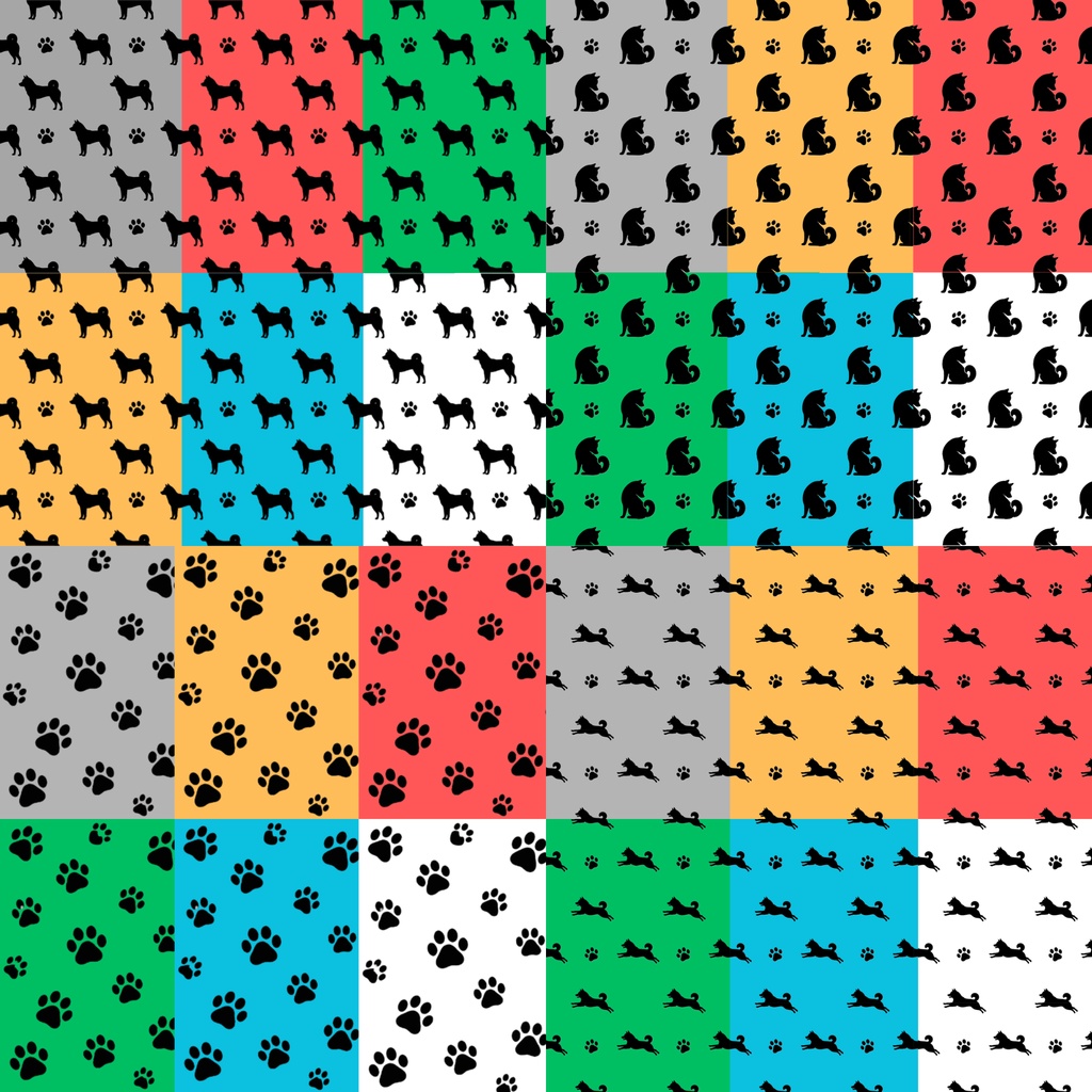 デジタルペーパー｜いろいろな柴犬①｜24枚セット｜シームレスペーパー