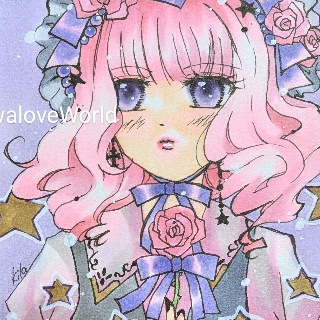 豆色紙サイズ 創作 女の子 原画