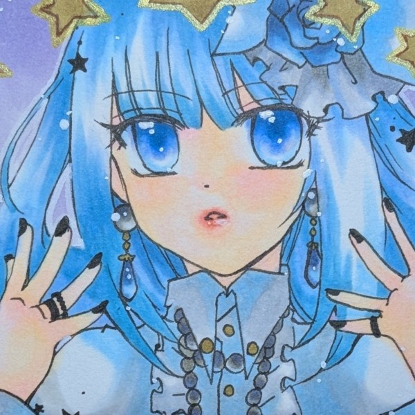 豆色紙サイズ 創作 女の子 原画