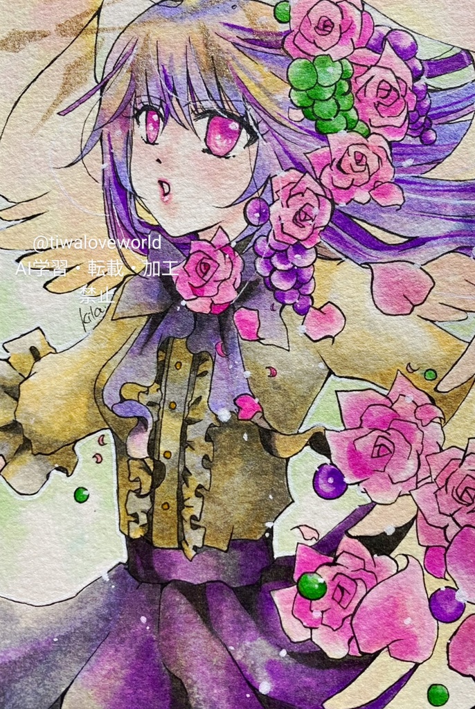 創作アナログ原画 Fly ポストカードサイズ