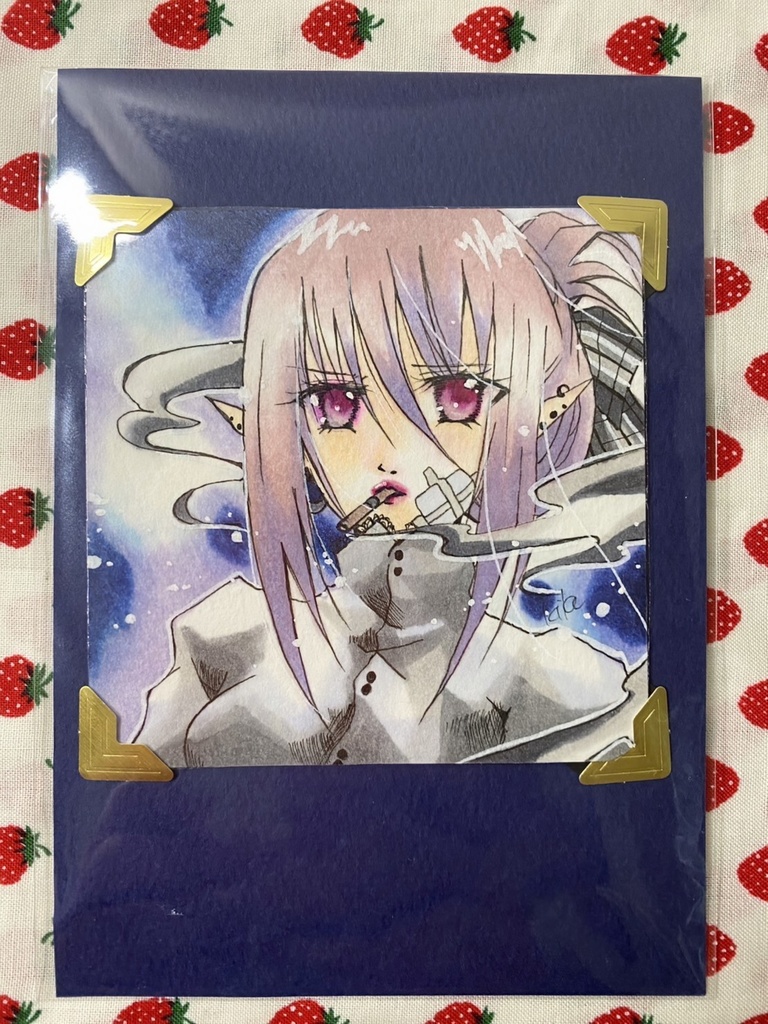 手のひらペーパーサイズ コピック原画 エルフお姉さん