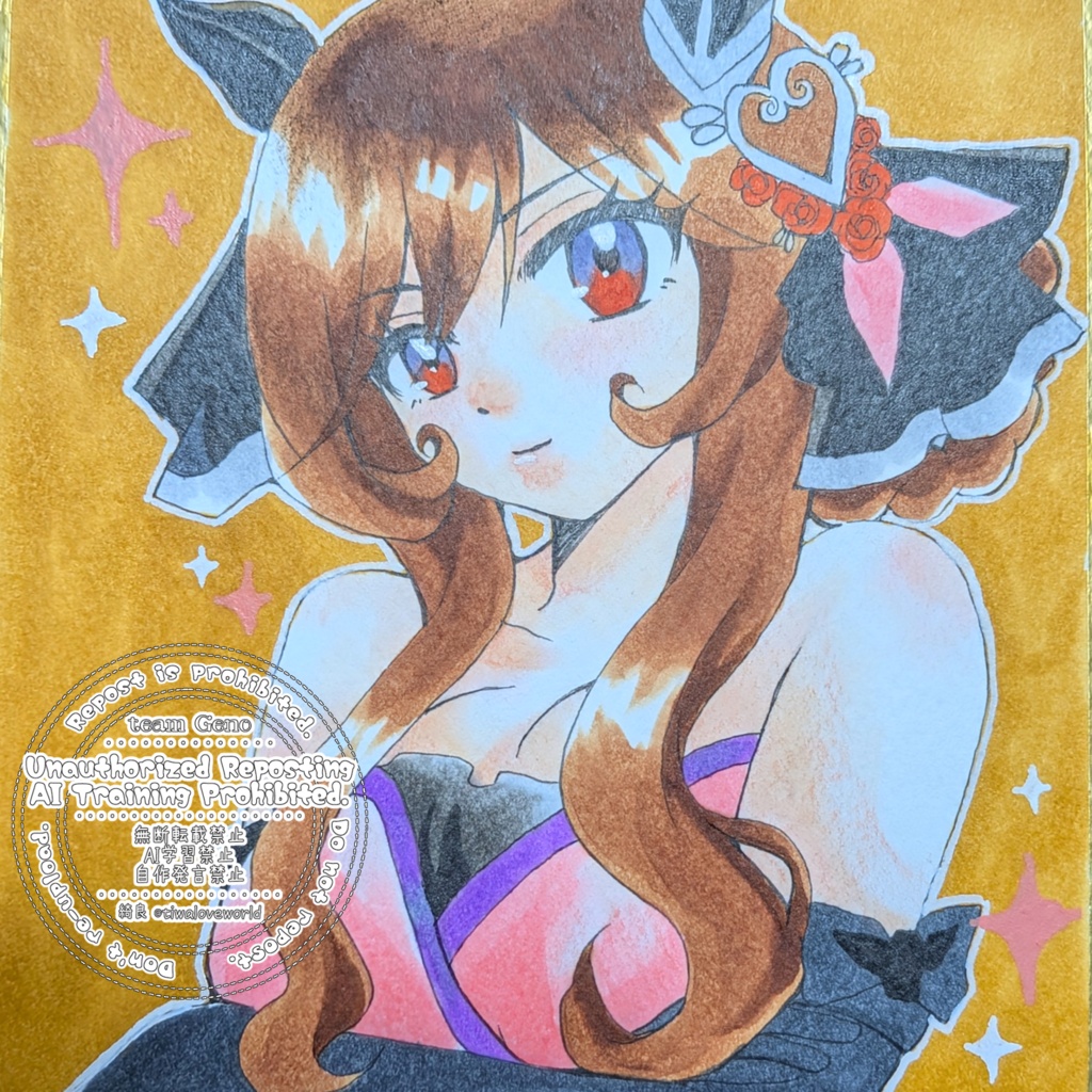 アナログ原画 ウマ娘 ジェンティルドンナ 小色紙サイズ