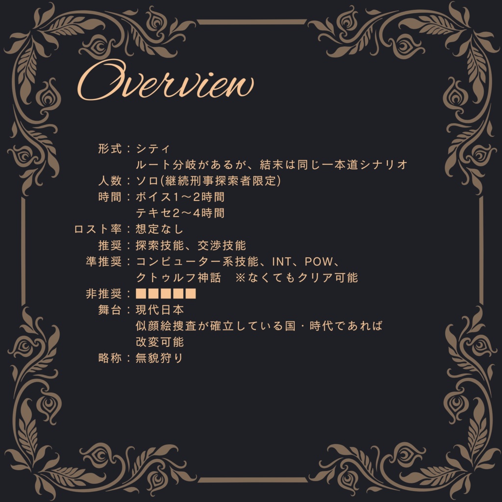 【CoC6版】フェイスレス・ハント