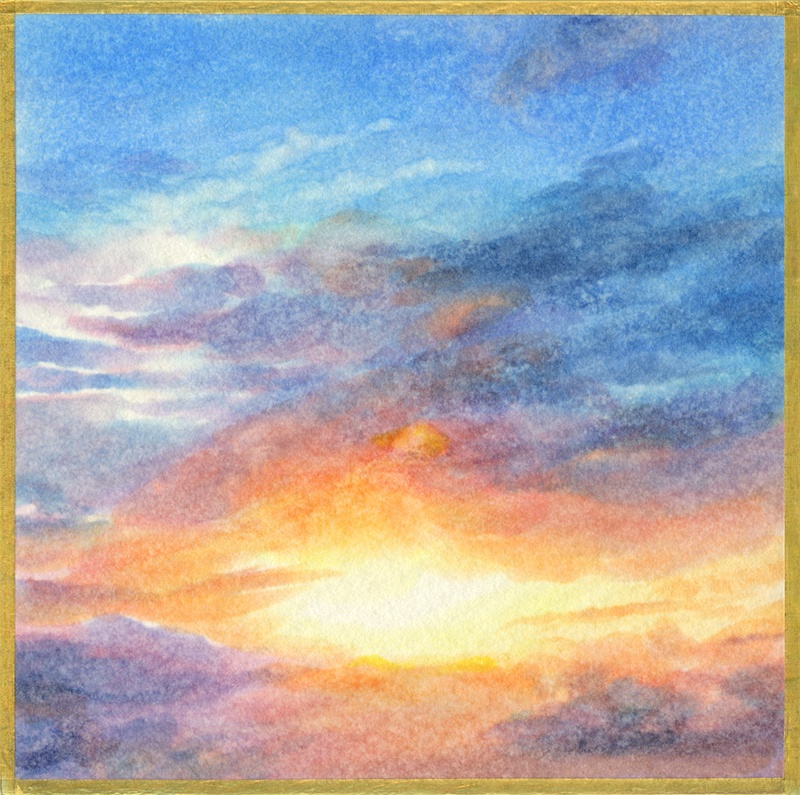 夕焼けと少女」コピック イラスト