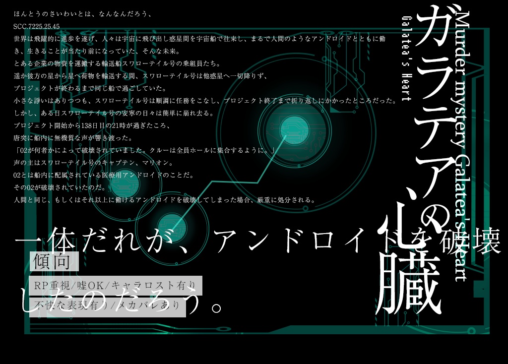 SFマーダーミステリー風シナリオ ガラテアの心臓