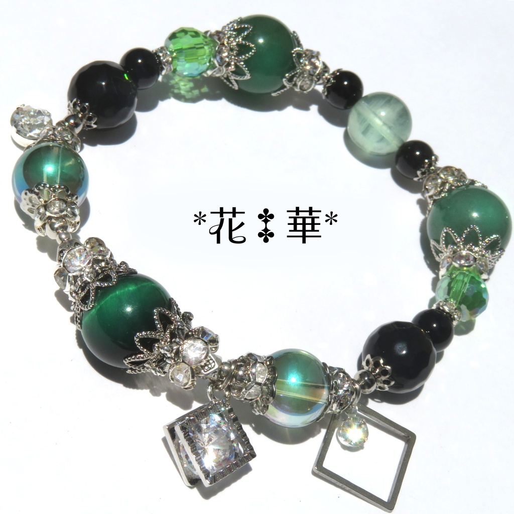 炭治郎イメージカラー天然石ブレスレット/No.2174