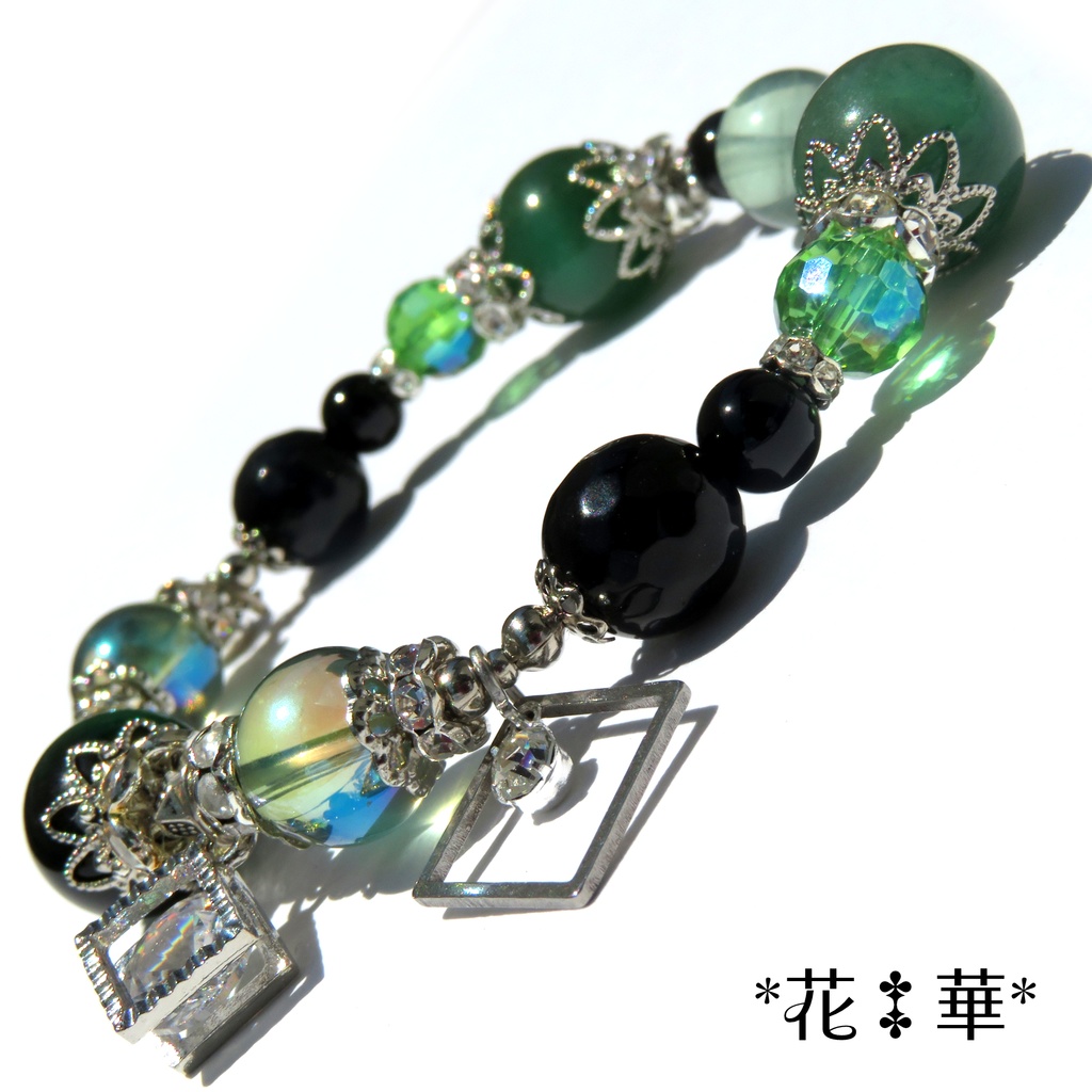 炭治郎イメージカラー天然石ブレスレット/No.2174