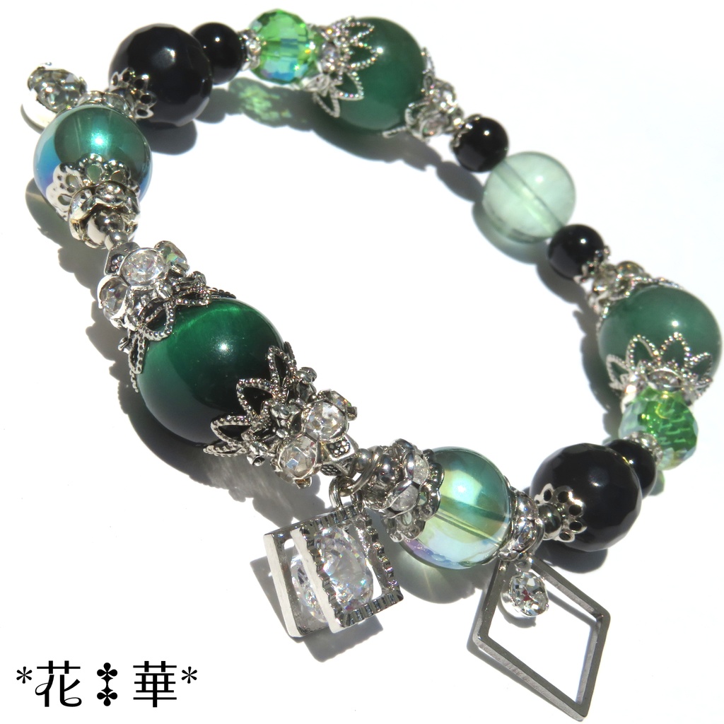 炭治郎イメージカラー天然石ブレスレット/No.2174