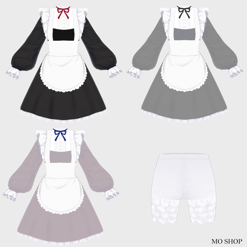 【VRoid】シンプルメイド服 3色セット