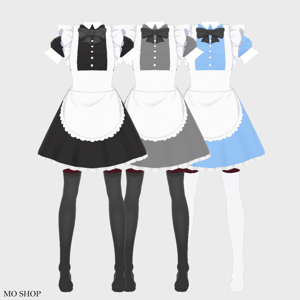 【VRoid】メイドワンピ 3色セット