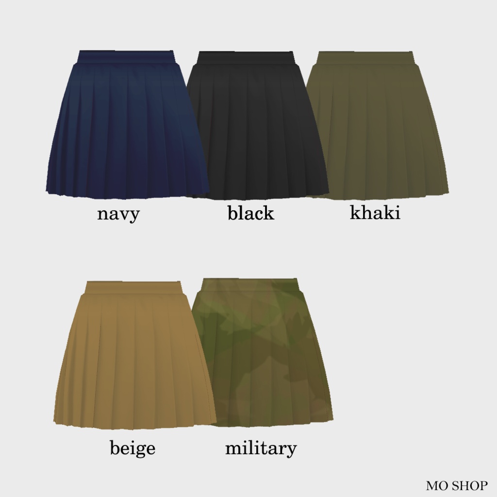 【VRoid】プリーツスカート 5色セット