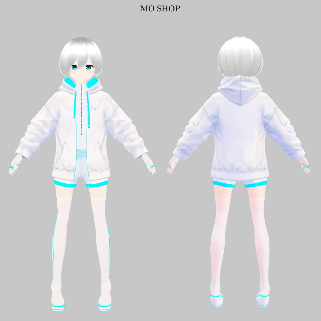 【VRoid】サイバーパーカーセット ホワイト