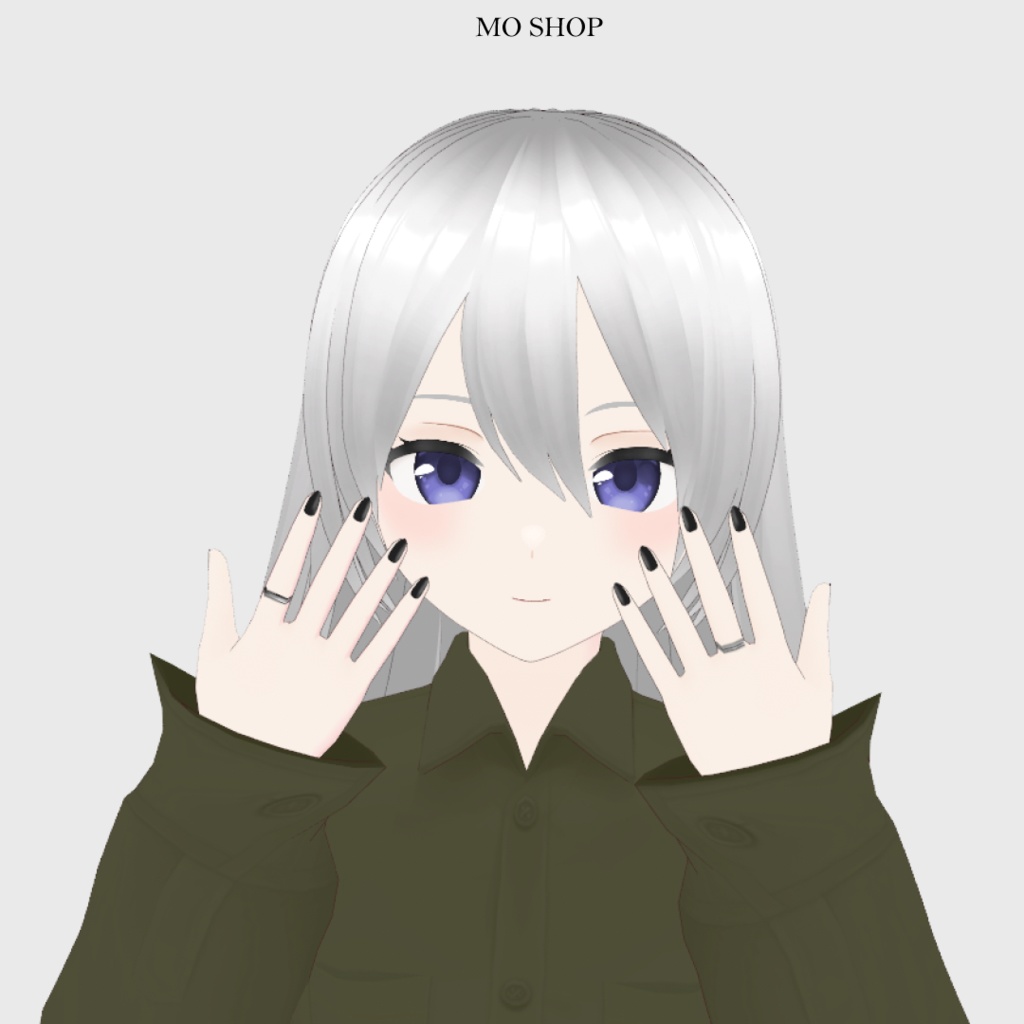 【無料 VRoid】ブラックネイル&指輪セット