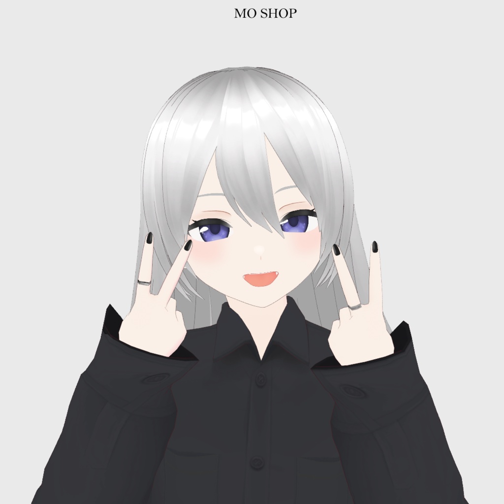 【無料 VRoid】ブラックネイル&指輪セット