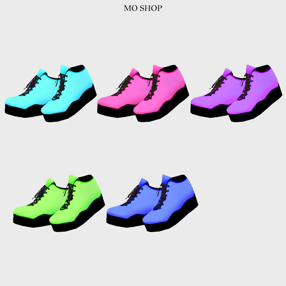 【VRoid】ネオンカラーシューズ 5色セット
