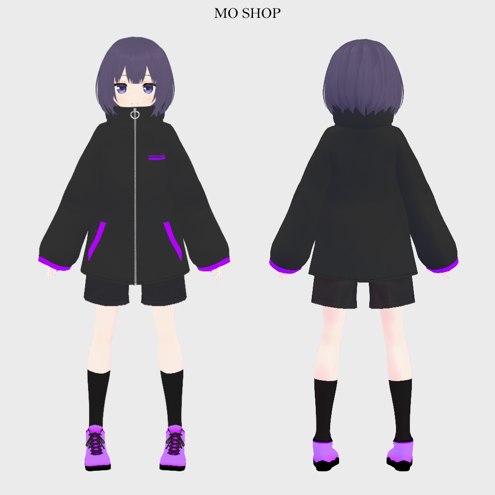 【VRoid】ネオンカラーコートブラック 5色セット