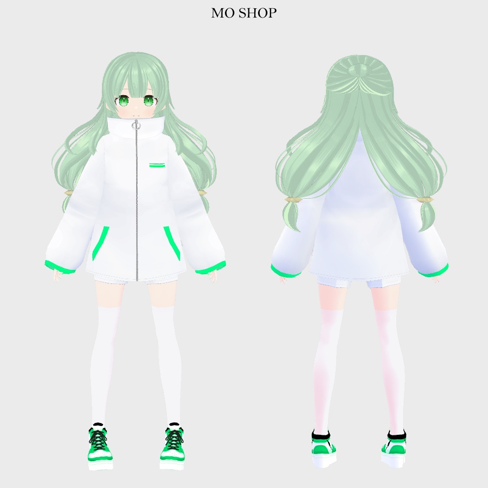 【VRoid】ネオンカラーコートホワイト 5色セット