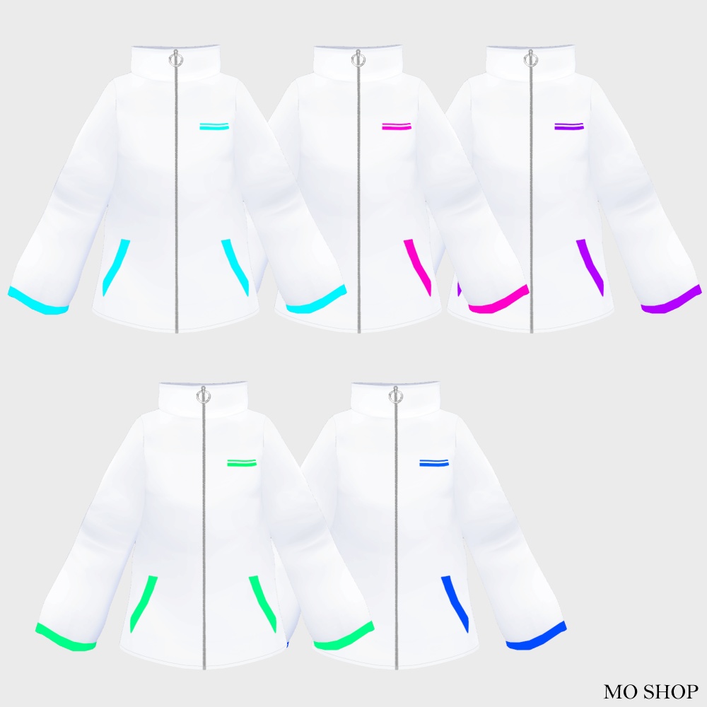 【VRoid】ネオンカラーコートホワイト 5色セット