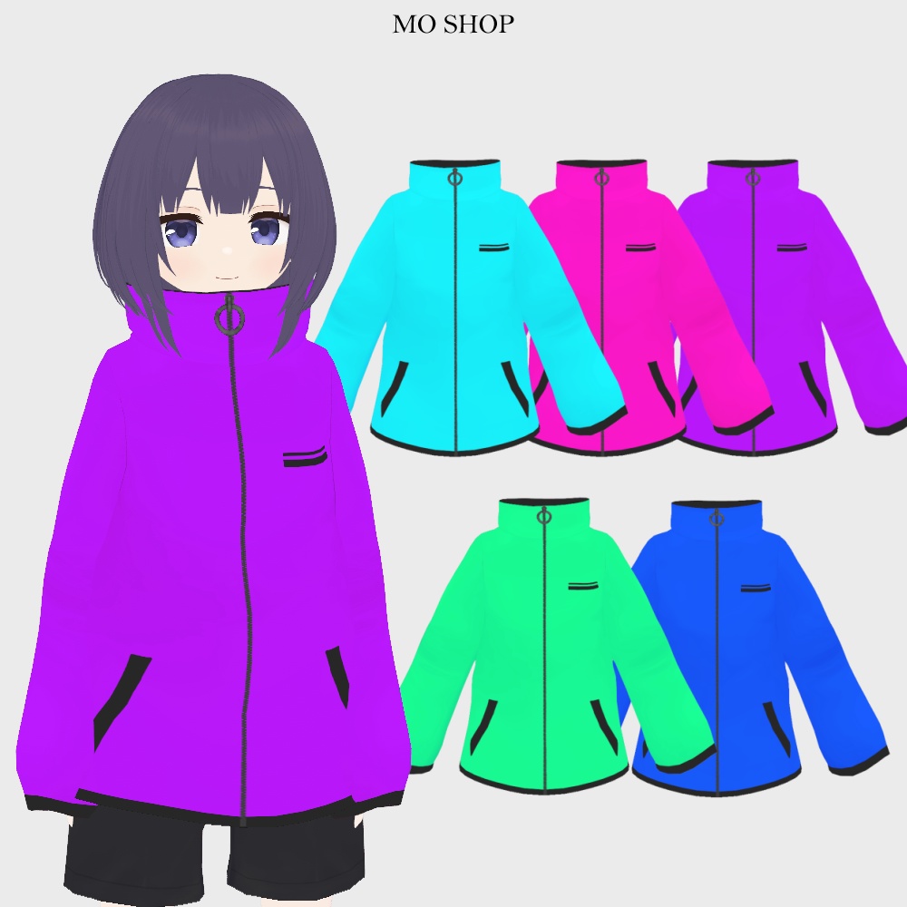 【VRoid】ネオンカラーコート 5色セット