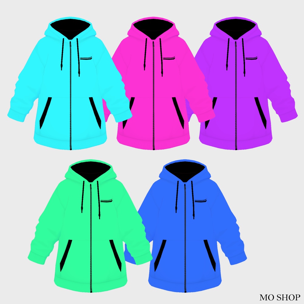 【VRoid】ネオンカラーパーカー 5色セット