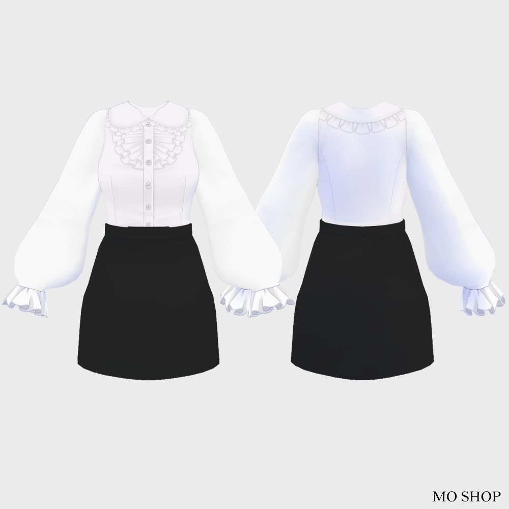 【VRoid】長袖ブラウス&タイトスカート