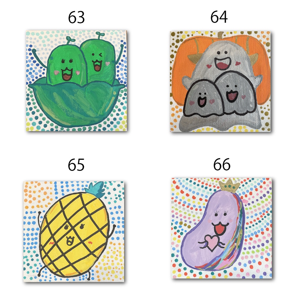 神納セイガ『もちヒューマンたちの宴』個展作品① 10cm×10cm