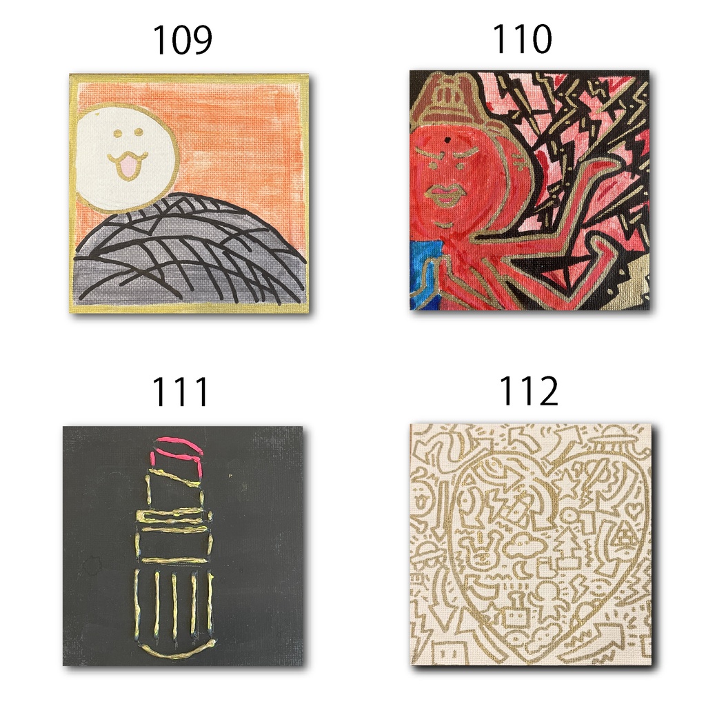 神納セイガ『もちヒューマンたちの宴』個展作品① 10cm×10cm