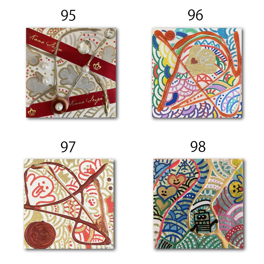 神納セイガ『もちヒューマンたちの宴』個展作品① 10cm×10cm