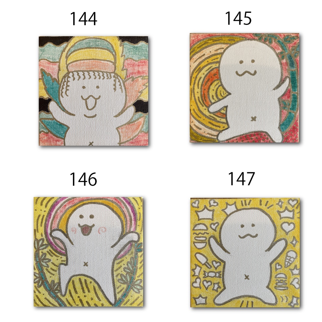 神納セイガ『もちヒューマンたちの宴』個展作品① 10cm×10cm