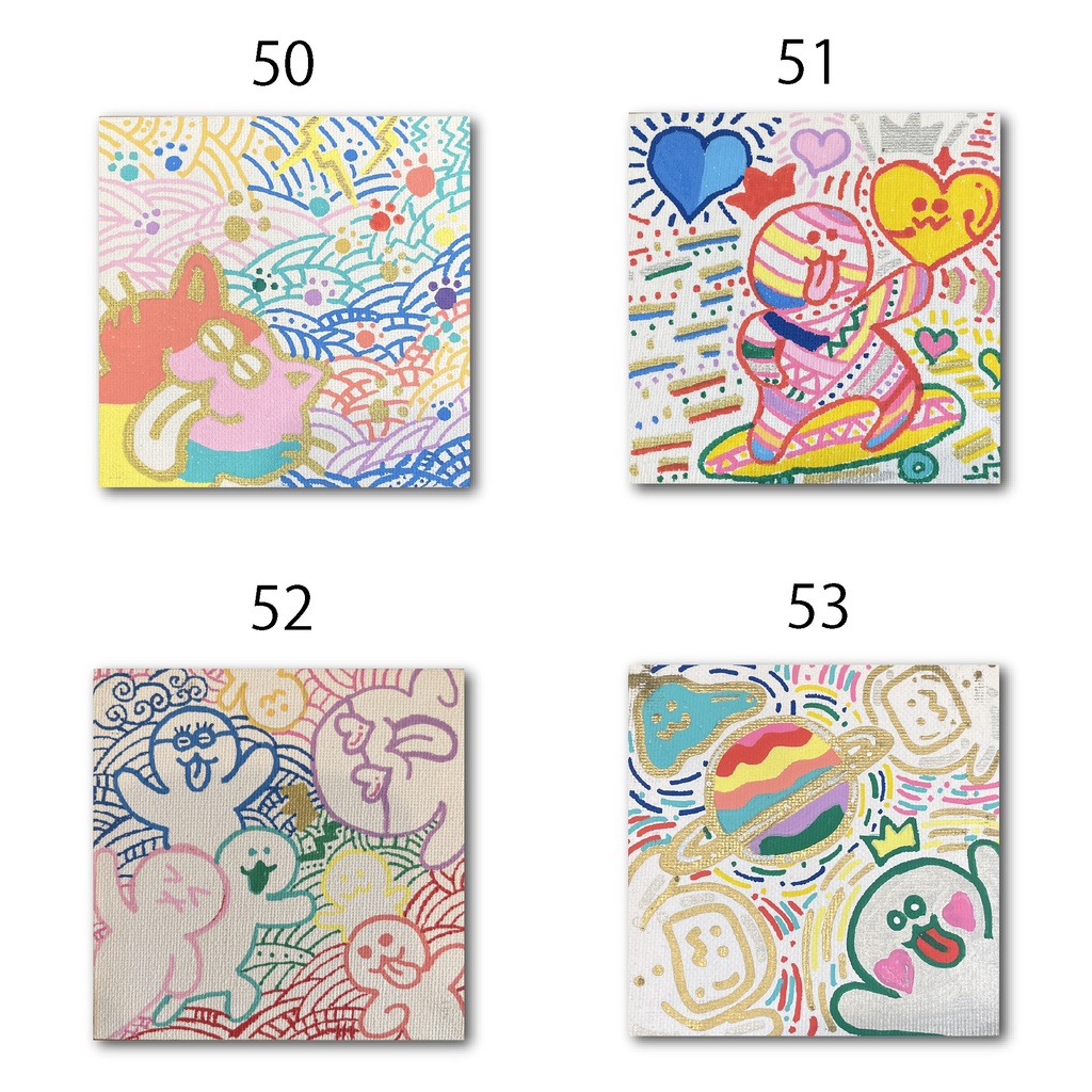 神納セイガ『もちヒューマンたちの宴』個展作品① 10cm×10cm