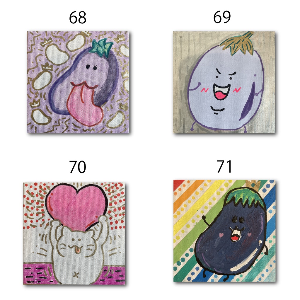 神納セイガ『もちヒューマンたちの宴』個展作品① 10cm×10cm