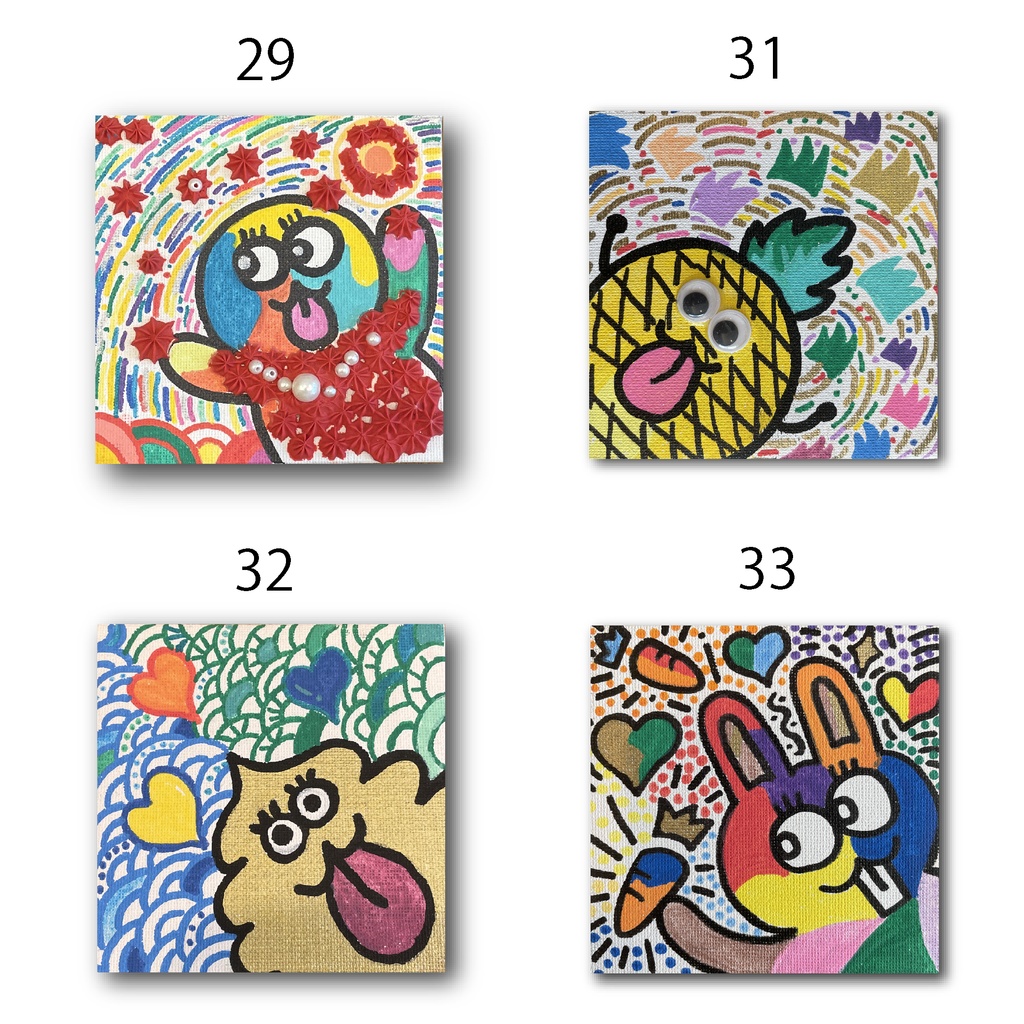 神納セイガ『もちヒューマンたちの宴』個展作品① 10cm×10cm