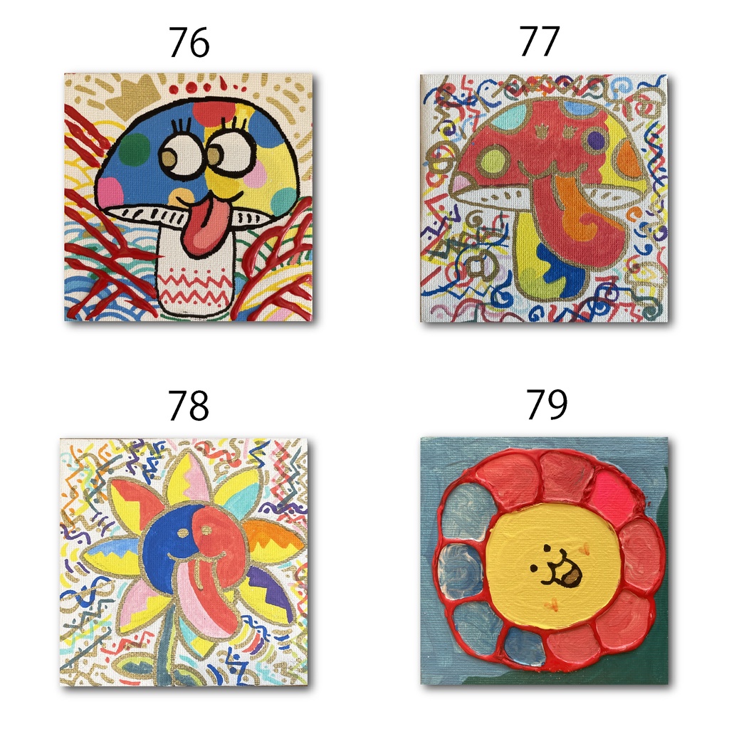 神納セイガ『もちヒューマンたちの宴』個展作品① 10cm×10cm