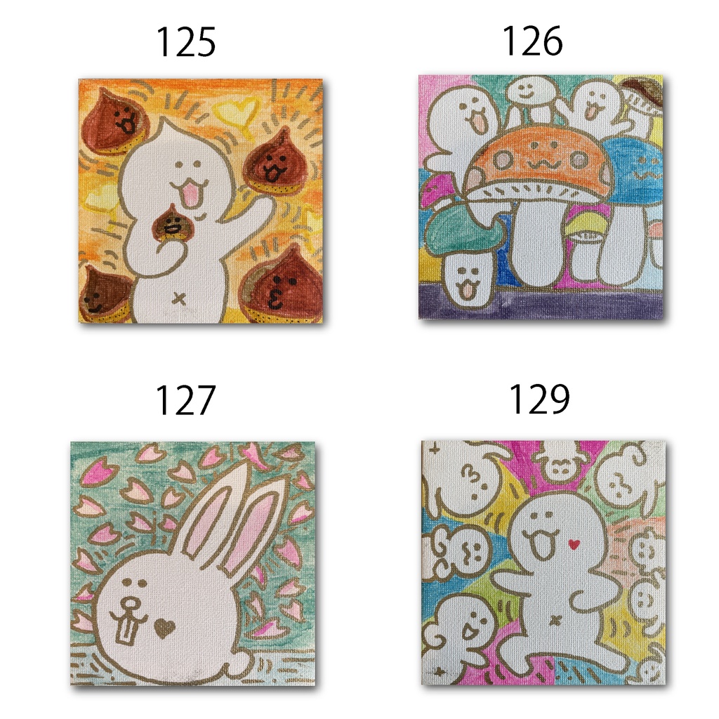 神納セイガ『もちヒューマンたちの宴』個展作品① 10cm×10cm