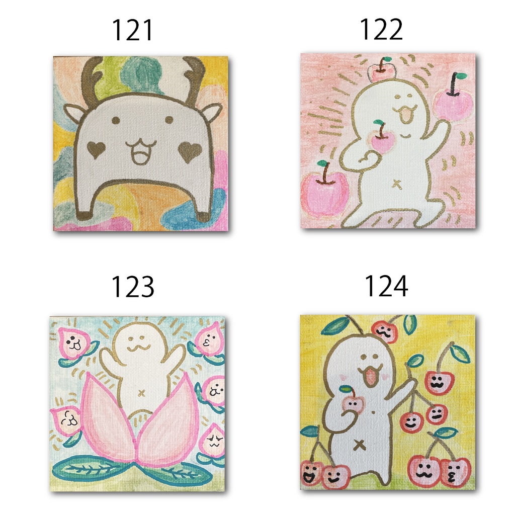 神納セイガ『もちヒューマンたちの宴』個展作品① 10cm×10cm